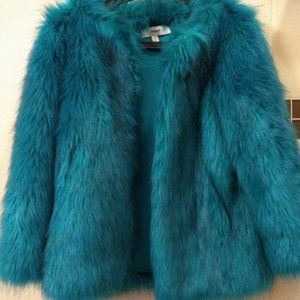 Cameo Collective Turquoise Faux Fur Coat S
